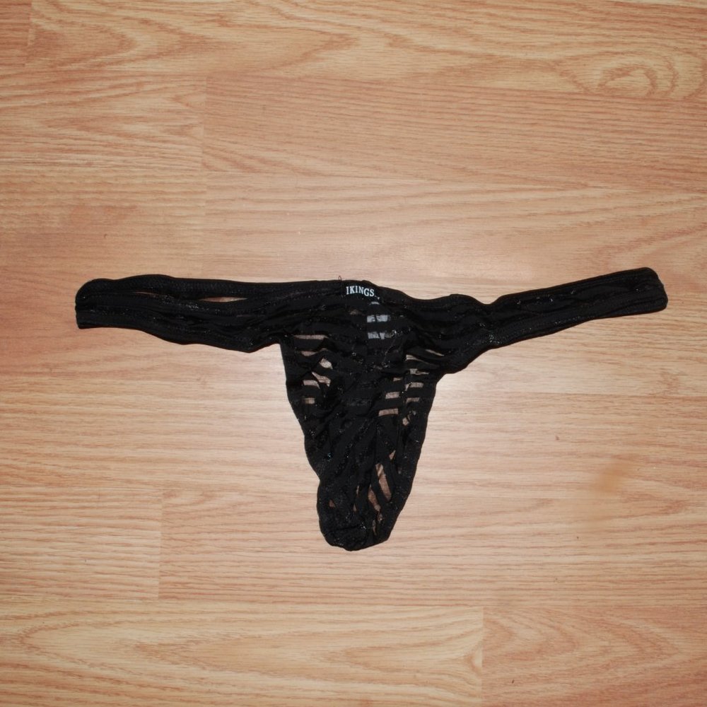 Ikingsky Black Mens Transparent Thong